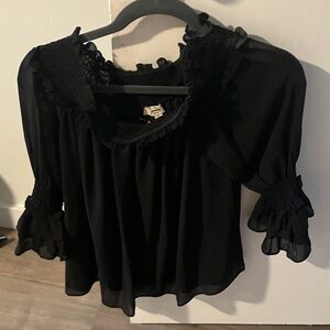 NWT Entro Black Ruffled Blouse